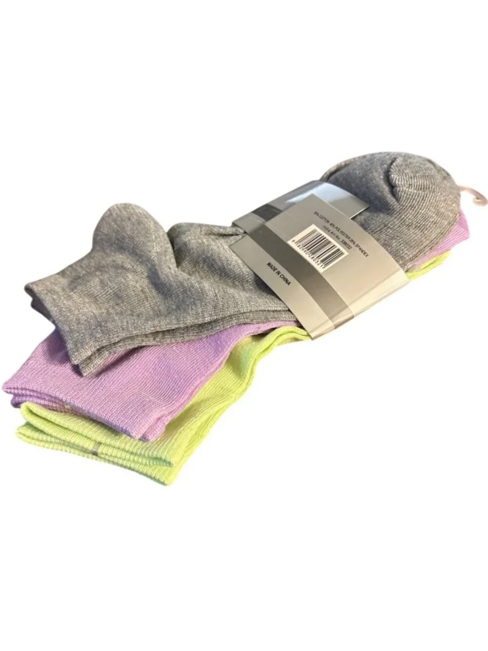 Womens Frenchic Fancy Designer Ankle Sock 9-11 Multi-Pack Gray Purple Lime Green
